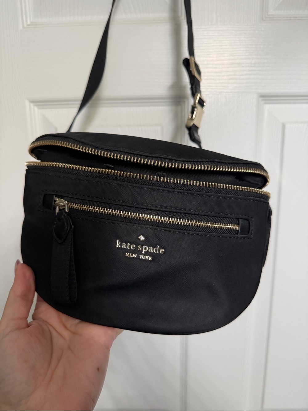 kate spade Black Crossbody Belt Bag with shiny Hardware
